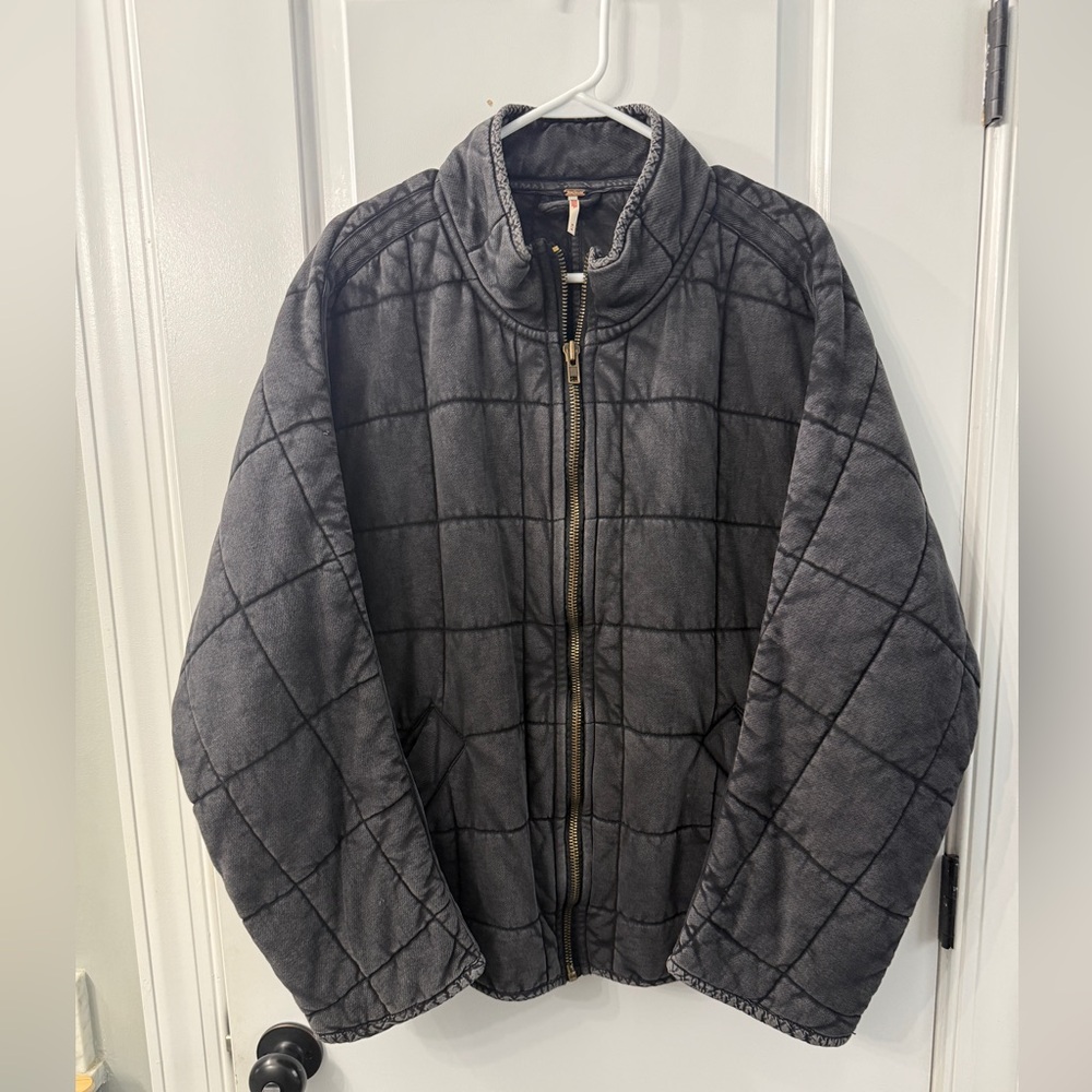 Free People Grey Dolman Quilted Jacket